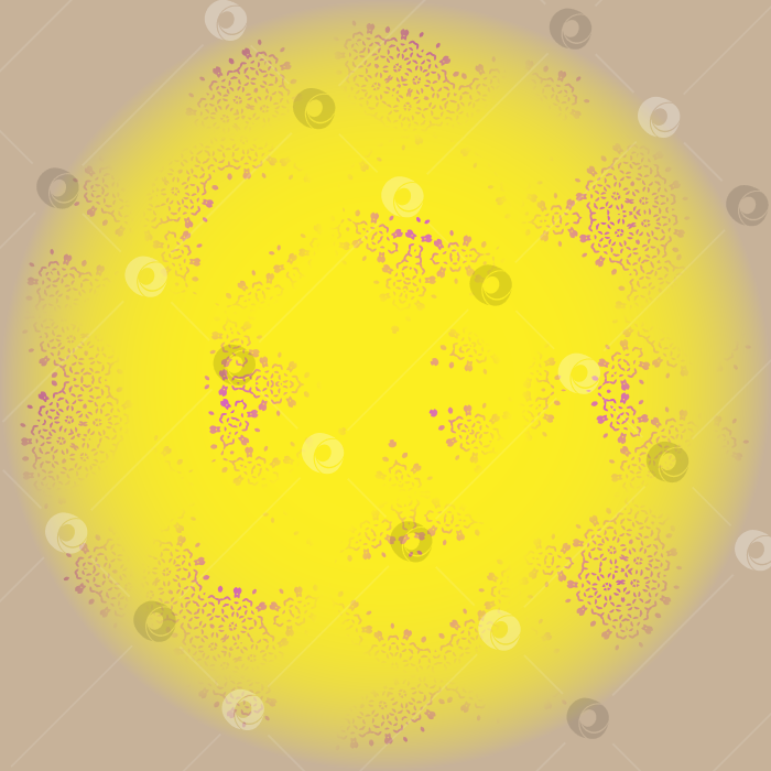 Скачать Желтый круг с бордовыми мелкими элементами. фотосток Ozero