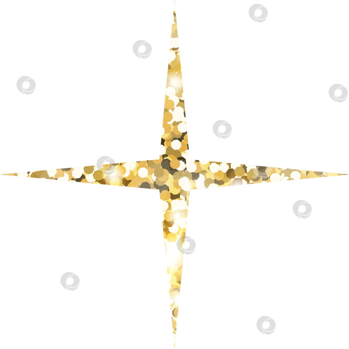 Скачать Элемент дизайна в форме блестящей золотой блестки Star sparkle. Форма текстуры пыли золотистого цвета для праздничного оформления, флаера, плаката, поздравительной открытки, фона, обоев. Блестящая краска образует иллюстрацию ко дню рождения. фотосток Ozero
