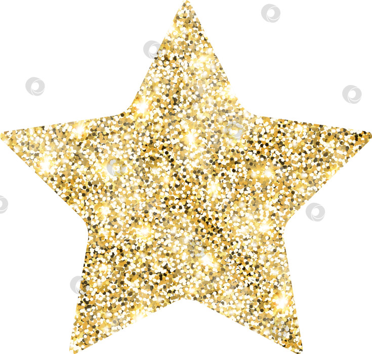 Скачать Элемент дизайна в форме блестящей золотой блестки Star sparkle. Форма текстуры пыли золотистого цвета для праздничного оформления, флаера, плаката, поздравительной открытки, фона, обоев. Блестящая краска образует иллюстрацию ко дню рождения. фотосток Ozero