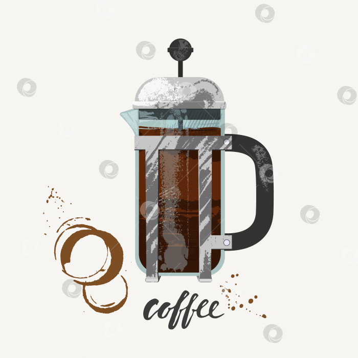 Скачать Векторная иллюстрация кофеварки френч-пресс, фотосток Ozero