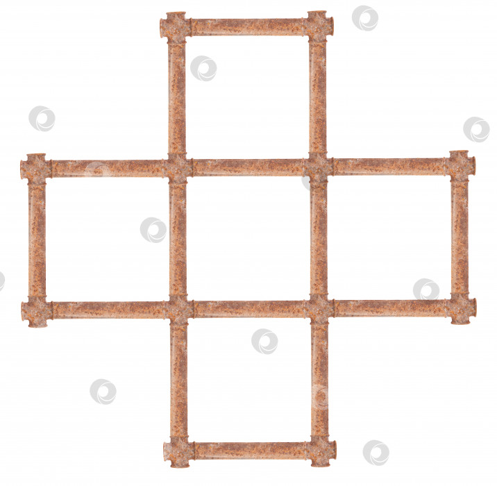 Скачать ржавые металлические трубы, соединенные в виде креста. изолированный на белом фоне фотосток Ozero