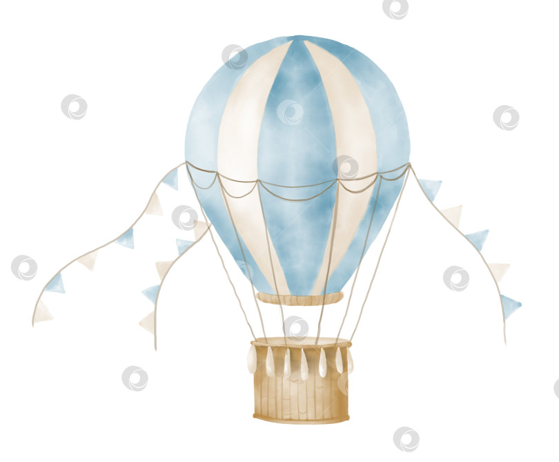 Скачать Акварельно-голубой воздушный шар фотосток Ozero