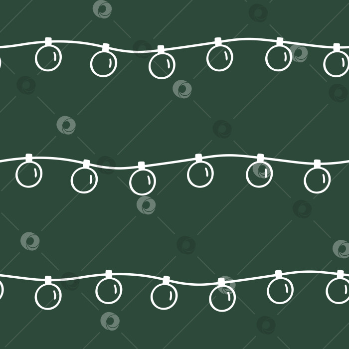 Скачать Бесшовный узор, милый детский паттерн, фон, новый год, рождество, принт зеленый белый гирлянда фотосток Ozero