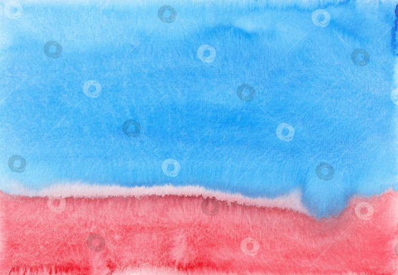 Скачать Абстрактная текстура фона красной и синей акварелью, ручная роспись фотосток Ozero