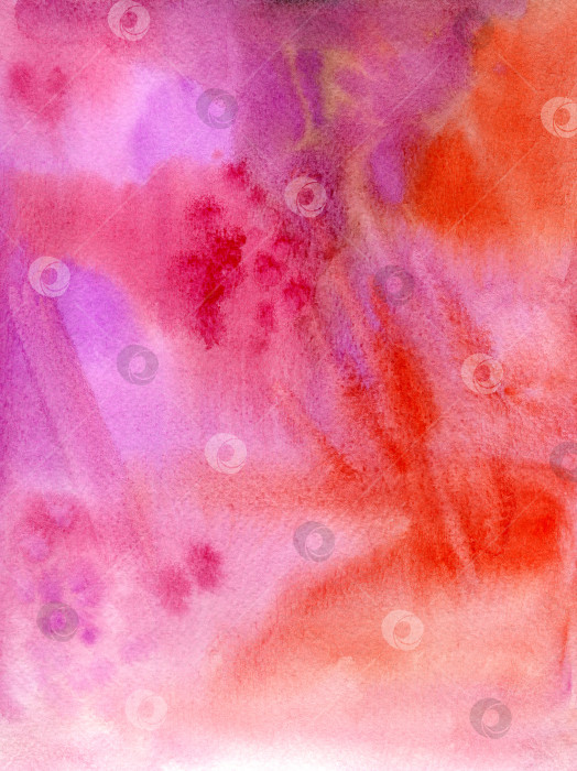 Скачать Ручной рисунок акварелью красного, оранжевого и фиолетового цветов на текстурной бумаге. фотосток Ozero