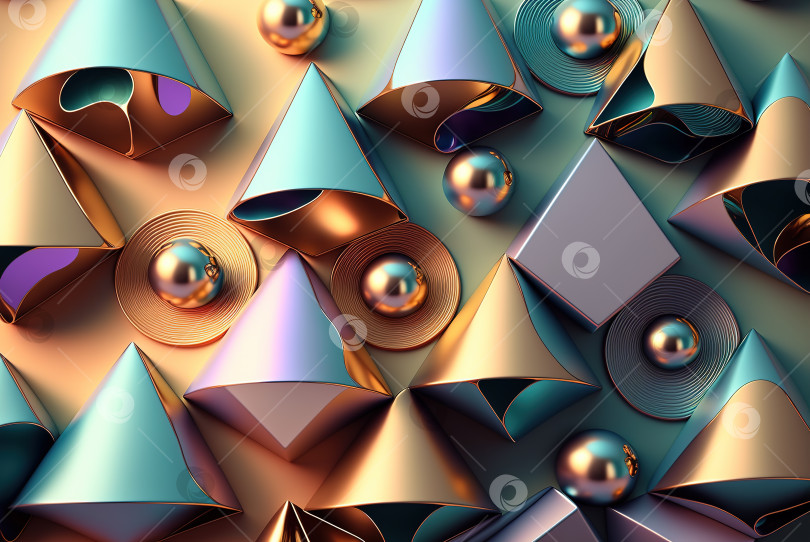 Скачать 3D-рендеринг абстрактного геометрического фона, металлические треугольники, гол фотосток Ozero