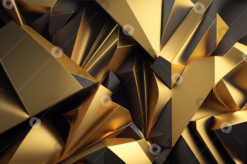 Скачать 3D рендеринг абстрактного геометрического фона, золотые треугольники, креативный фотосток Ozero