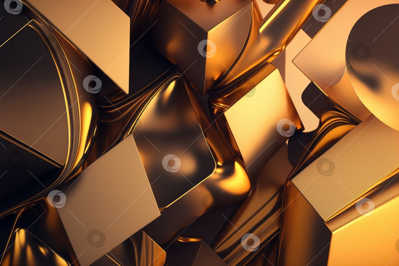 Скачать 3D-рендеринг абстрактного геометрического фона, золотые креативные формы фотосток Ozero