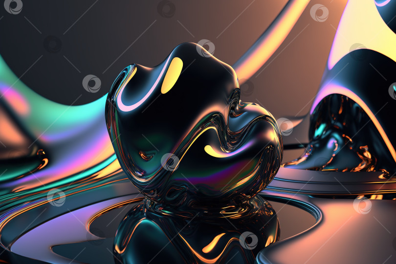 Скачать 3D-рендеринг абстрактного геометрического фона, black liquid creative s фотосток Ozero