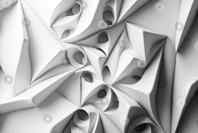 Скачать 3D-рендеринг абстрактного геометрического фона, белые креативные формы фотосток Ozero