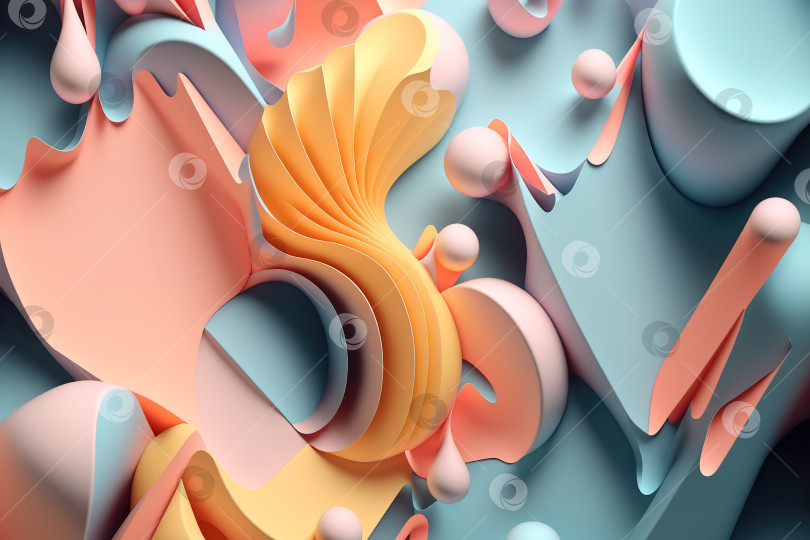 Скачать 3D рендеринг абстрактного геометрического фона, пастельный красочный креатив фотосток Ozero
