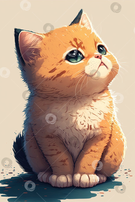 Скачать Симпатичная кошачья 2D иллюстрация, значок мультяшного кавайного котенка фотосток Ozero