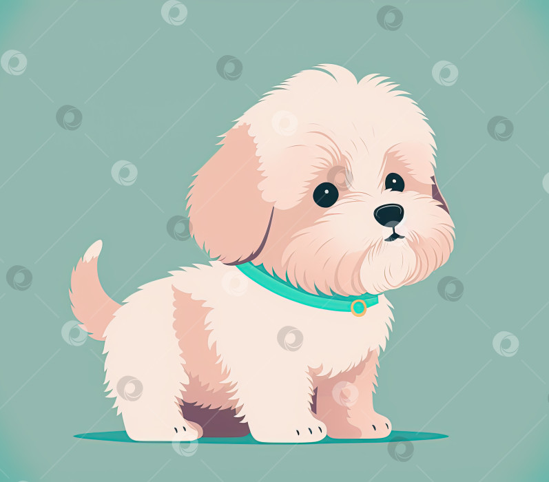 Скачать Симпатичная собачка 2D иллюстрация, значок мультяшного щенка фотосток Ozero