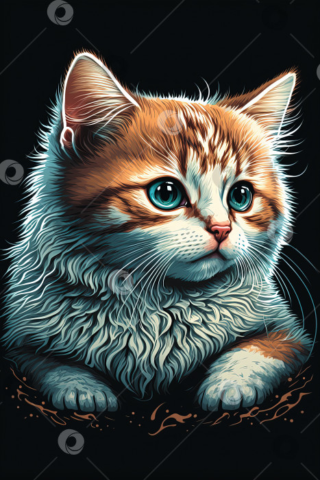 Скачать 2D иллюстрация кошки, значок мультяшного котенка фотосток Ozero
