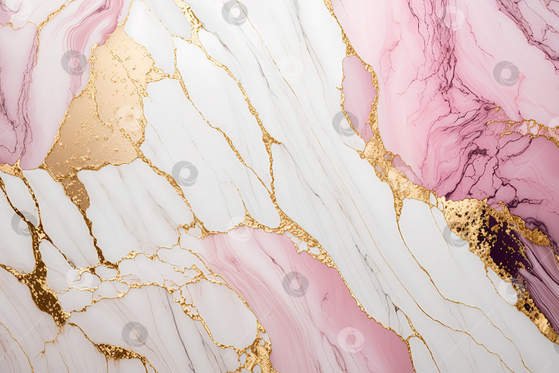 Скачать Розовый, белый и золотой мраморный фон. Роскошная текстура мраморного камня. Фон для свадебного приглашения. фотосток Ozero