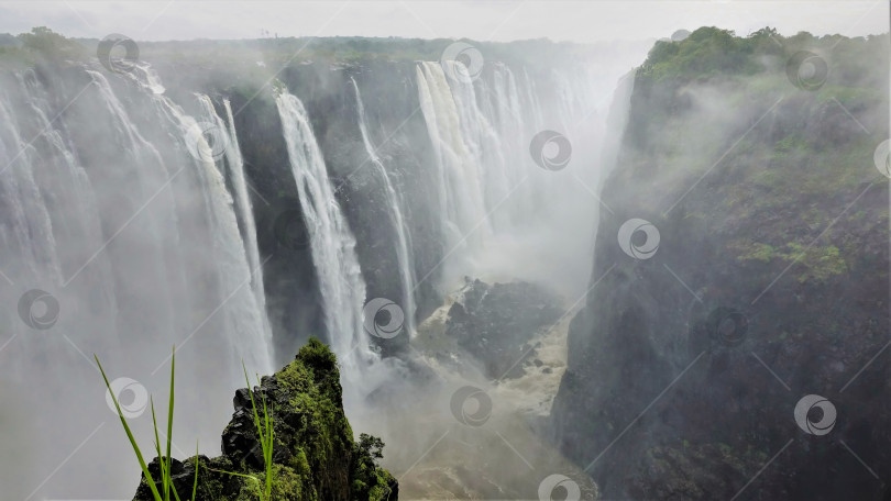 Скачать Потоки водопада Виктория низвергаются в ущелье. Зимбабве фотосток Ozero