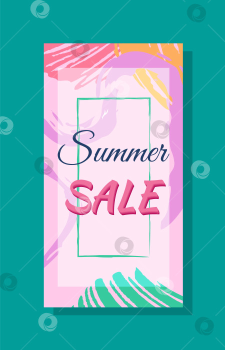 Скачать Вертикальный плакат летней распродажи с ретро-штрихами фотосток Ozero