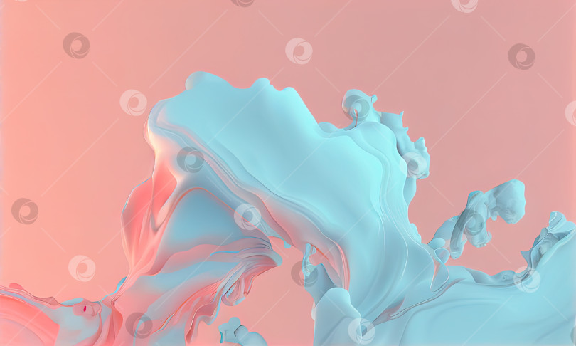 Скачать Голубая и розовая краска на пастельно-розовом фоне, генеративный ИИ фотосток Ozero