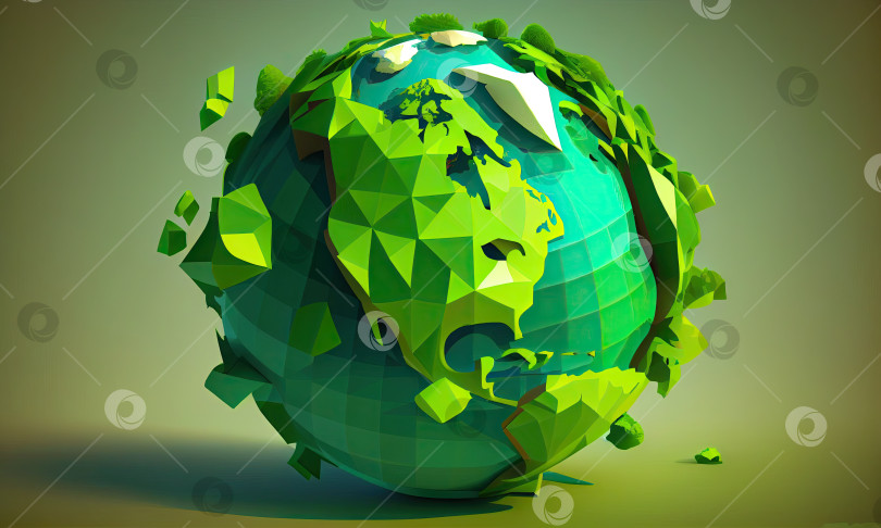 Скачать Зеленая планета Земля, Экологическая концепция, генеративный искусственный интеллект фотосток Ozero