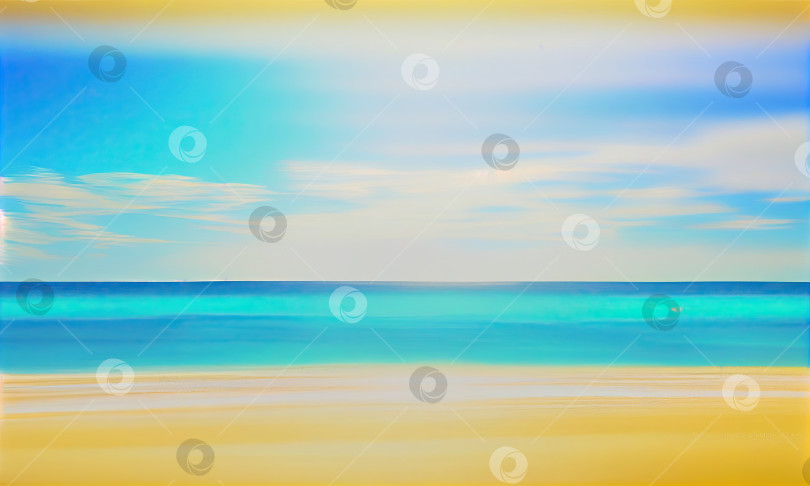 Скачать Пляж с голубым небом и желтым морем, генеративный ИИ фотосток Ozero