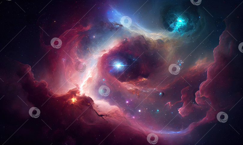 Скачать Вселенная - это туманность из звезд и планет, порождающий искусственный интеллект фотосток Ozero