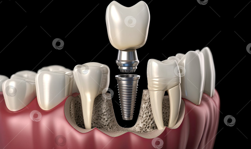 Скачать Процесс имплантации в стоматологии, генеративный искусственный интеллект фотосток Ozero