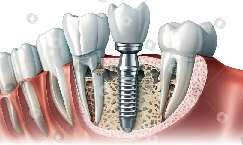 Скачать Процесс имплантации в стоматологии, генеративный искусственный интеллект фотосток Ozero