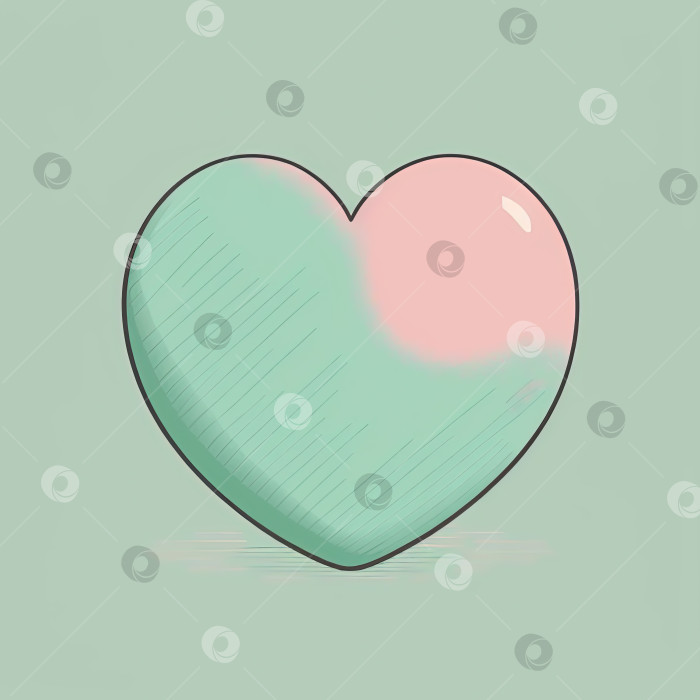 Скачать Милая иллюстрация сердца розового и голубого цветов, мультяшный день Святого Валентина. фотосток Ozero
