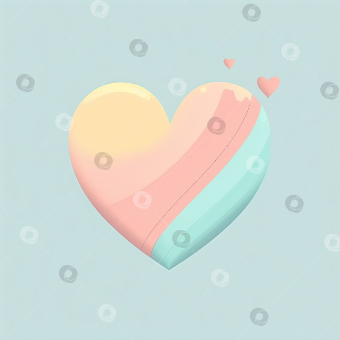 Скачать Милая иллюстрация в виде сердца, красочный пастельный мультфильм на день Святого Валентина фотосток Ozero