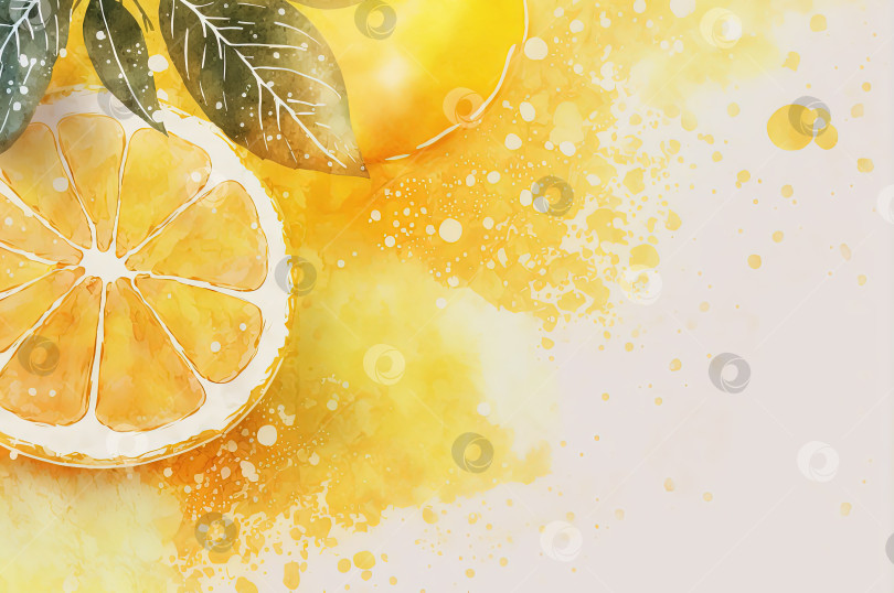 Скачать Акварельный желтый фон. Иллюстрация лимона фотосток Ozero