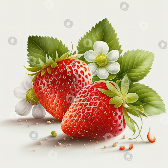 Скачать Клубника, выделенная на белом фоне. Иллюстрация к фруктам. фотосток Ozero