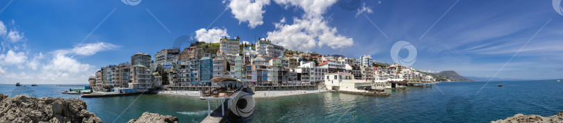 Скачать Крым. Местечко Санта-Барбара. Панорамный снимок. Crimea. Santa Barbara area. Panoramic shot. фотосток Ozero