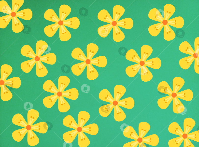 Скачать Абстрактный цветочный фон, желтые цветы крупным планом на зеленом фоне фотосток Ozero
