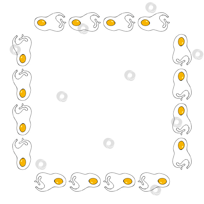 Скачать Квадратная рамка с креативной яичницей-глазуньей на белом фоне. Векторное изображение. фотосток Ozero