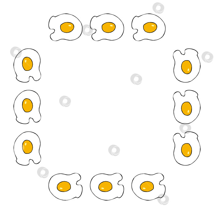 Скачать Квадратная рамка с жареным яйцом на белом фоне. Векторное изображение. фотосток Ozero
