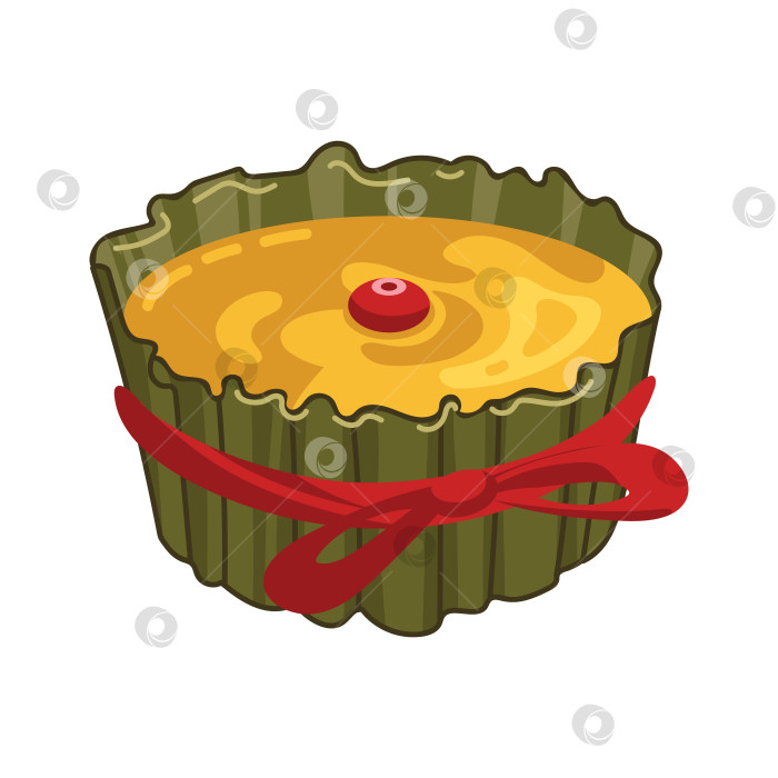 Скачать Нянь Гао, рисовый пирог. Традиционный десерт на китайский Новый год. Желаю вам успехов в наступающем году. Для наклеек, плакатов, открыток, элементов дизайна фотосток Ozero