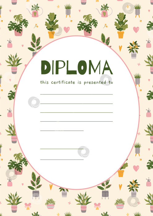 Скачать Сертификат о получении школьного диплома для детей и студентов с цветочным принтом фотосток Ozero