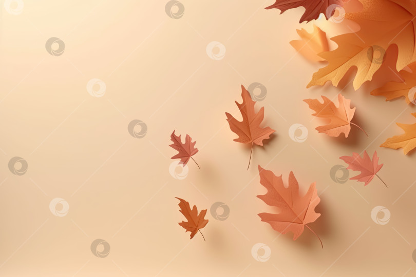 Скачать Осенний сезонный фон с бумажными осенними листьями фотосток Ozero