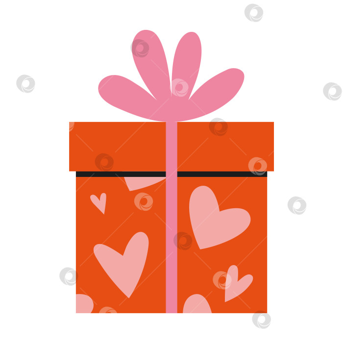 Скачать Подарочная коробка с сердечками в мультяшном стиле. Концепция Дня святого Валентина. Tr фотосток Ozero