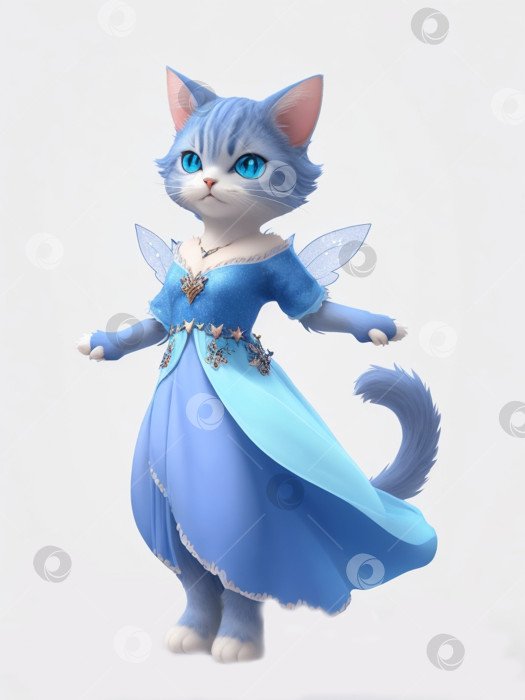 Скачать Кокетка в голубом платье Сказочная кошка в голубом платье фотосток Ozero