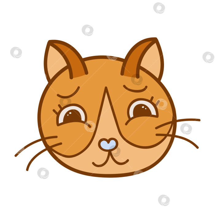 Скачать Забавная и симпатичная кошачья мордочка, нарисованная от руки вектором фотосток Ozero