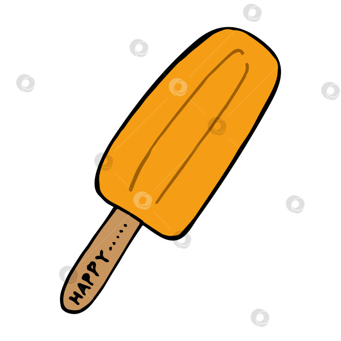 Скачать оранжевое мороженое на белом фоне. Векторное изображение. фотосток Ozero