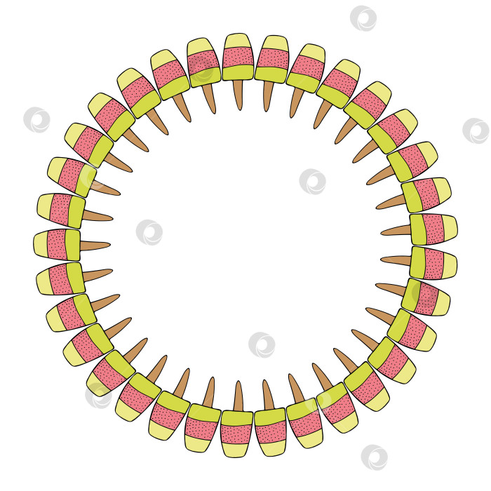 Скачать Круглая рамка с арбузным мороженым на белом фоне. Векторное изображение. фотосток Ozero
