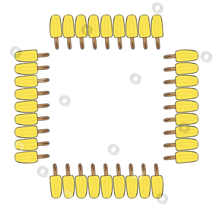 Скачать Квадратная рамка с дынным мороженым на белом фоне. Векторное изображение. фотосток Ozero