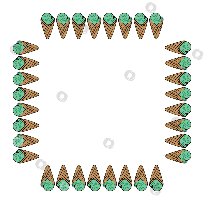 Скачать Квадратная рамка с мятным мороженым на белом фоне. Векторное изображение. фотосток Ozero