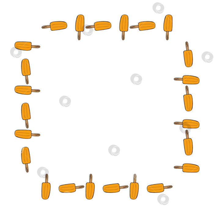 Скачать Квадратная рамка с оранжевым мороженым на белом фоне. Векторное изображение. фотосток Ozero