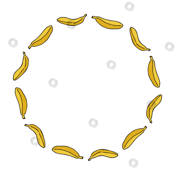 Скачать Круглая рамка со свежим бананом на белом фоне. Векторное изображение. фотосток Ozero