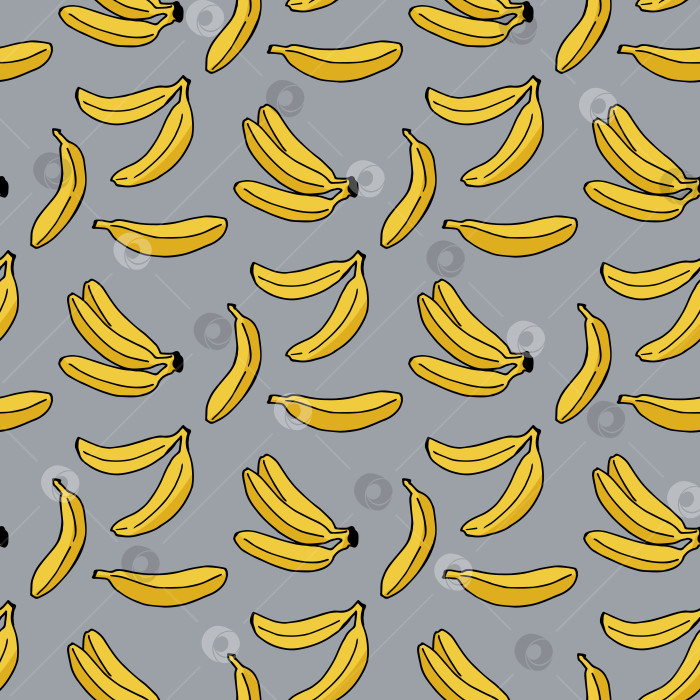 Скачать Бесшовный узор с бананом на холодном сером фоне. Векторное изображение. фотосток Ozero