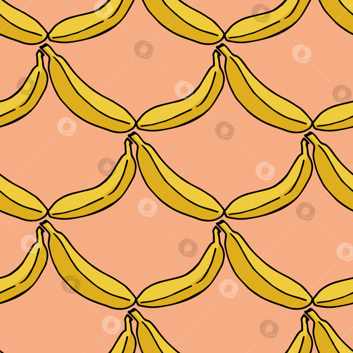 Скачать Бесшовный узор с бананом на светло-оранжевом фоне. Векторное изображение. фотосток Ozero