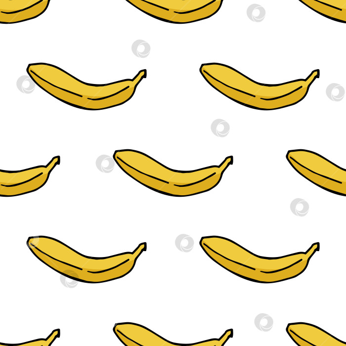 Скачать Бесшовный узор с вкусным бананом на белом фоне. Векторное изображение. фотосток Ozero